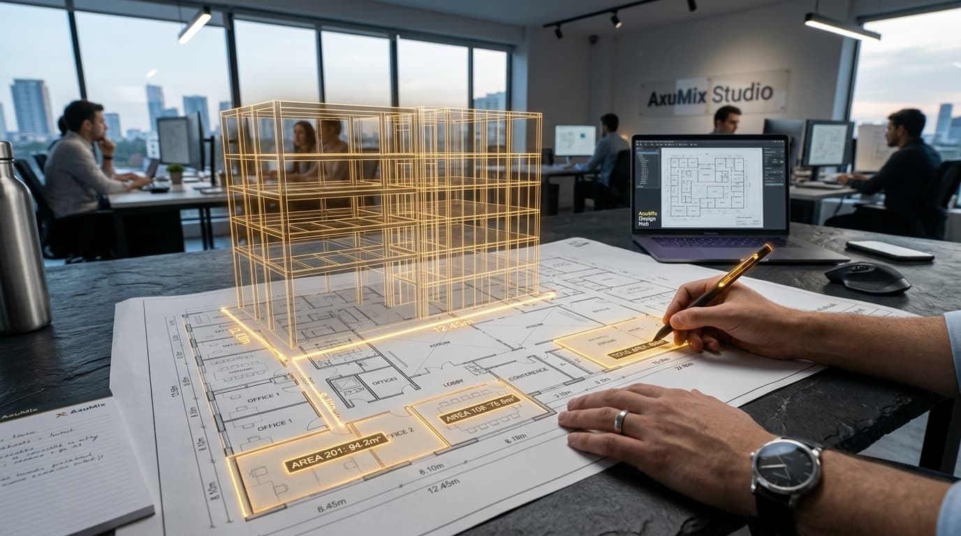 Analyse assistée par intelligence artificielle d'un plan architectural 2D avec détection automatique des surfaces et structures 3D